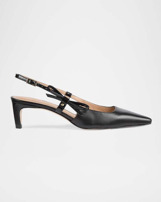 Marilyn Leather Bow Slingback Pumps